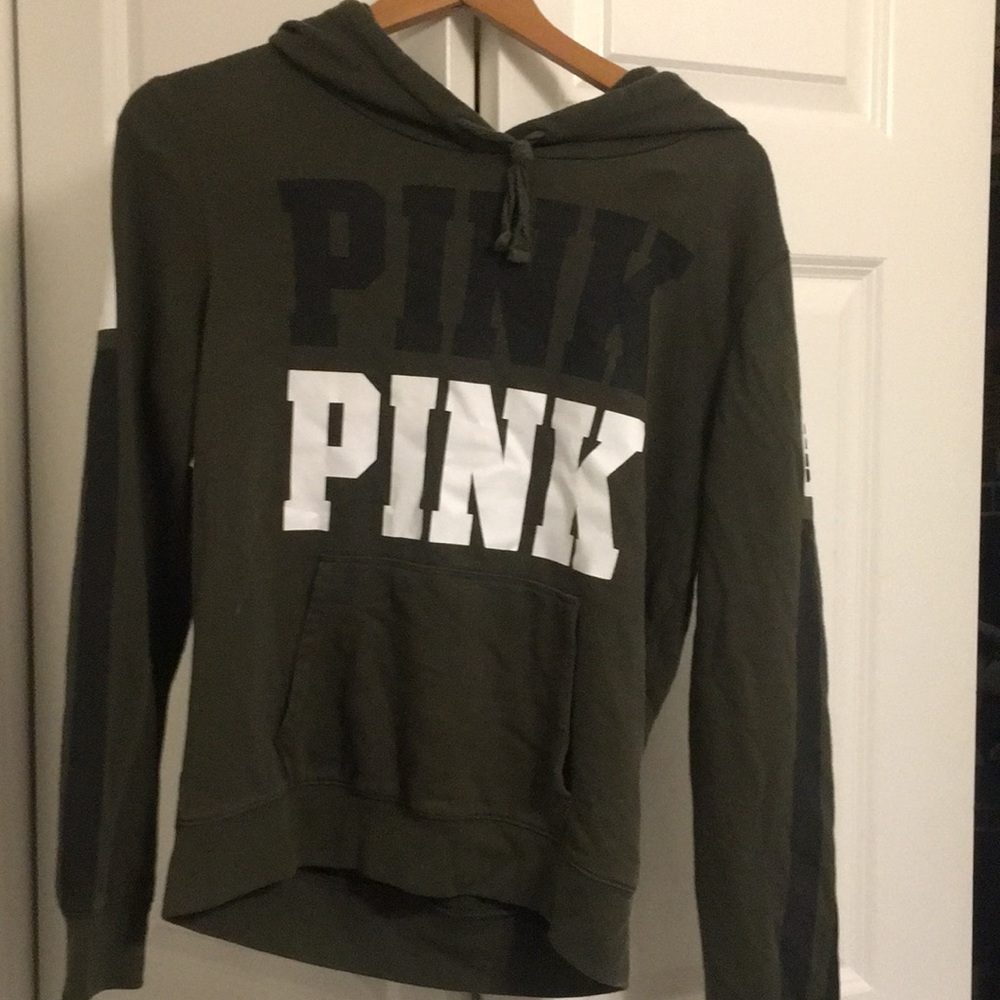 olive green PINK hoodie